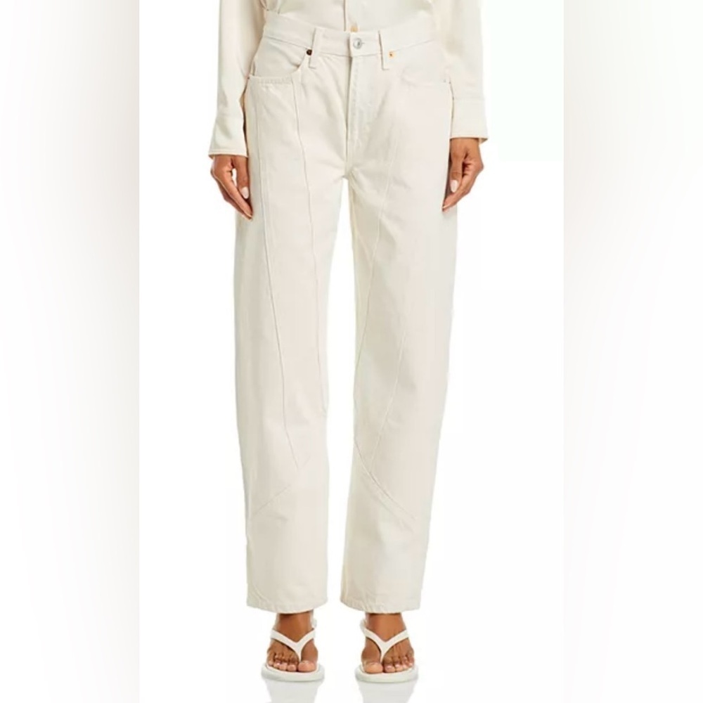 RE/DONE High Rise Engineered Wide Leg Taper Jeans in Vintage White